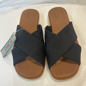 TOMS Women's Mae Crossover Black Slide Sandals
